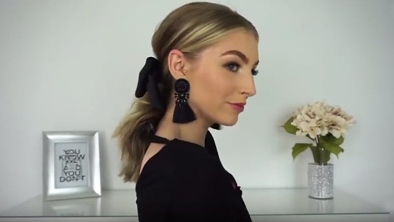 Click on video demonstrate about Hair styling - Low, Polished Ponytail